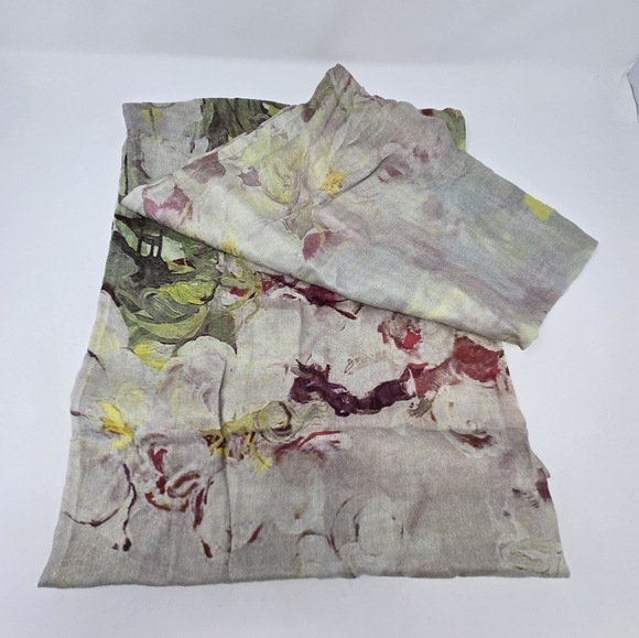 BLANK LONDON WATER COLOR FLORAL INFINITY SCARF 100% MODAL GREEN YELLOW WOMEN OS - Picture 12 of 12